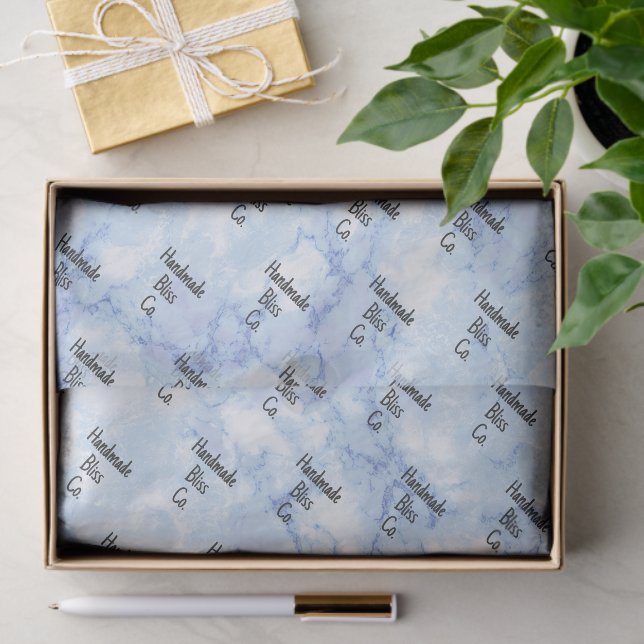 Soft Blue White Marble Tissue Paper (Gift)