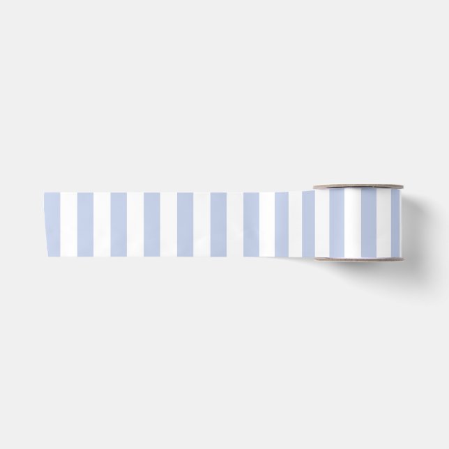 Soft Blue White Vertical Stripe Pattern Art Satin Ribbon (Front)