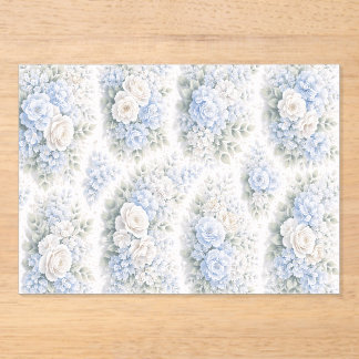 Soft Blue White Watercolor Floral Pattern Elegant  Acrylic Invitations
