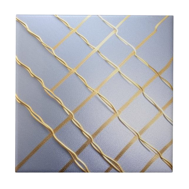 soft blue with golden pattern ceramic tile (Front)