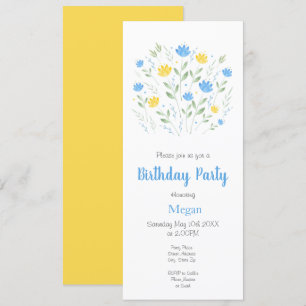 Soft Blue & Yellow Watercolor Floral Motif Invitation
