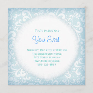 Soft Blues and White Plumes Invitation