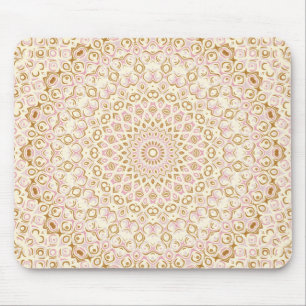 Soft Blush and Gold Geometric Design Mouse Pad
