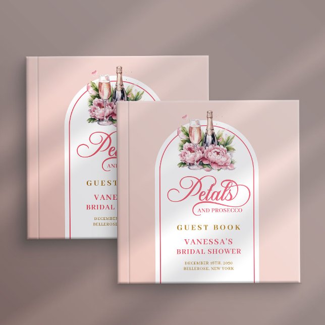 Soft blush and gold petals prosecco guest book (Soft blush and gold petals prosecco guest book)