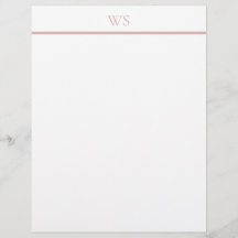 Soft Blush Bar Monogram Letterhead Stationery