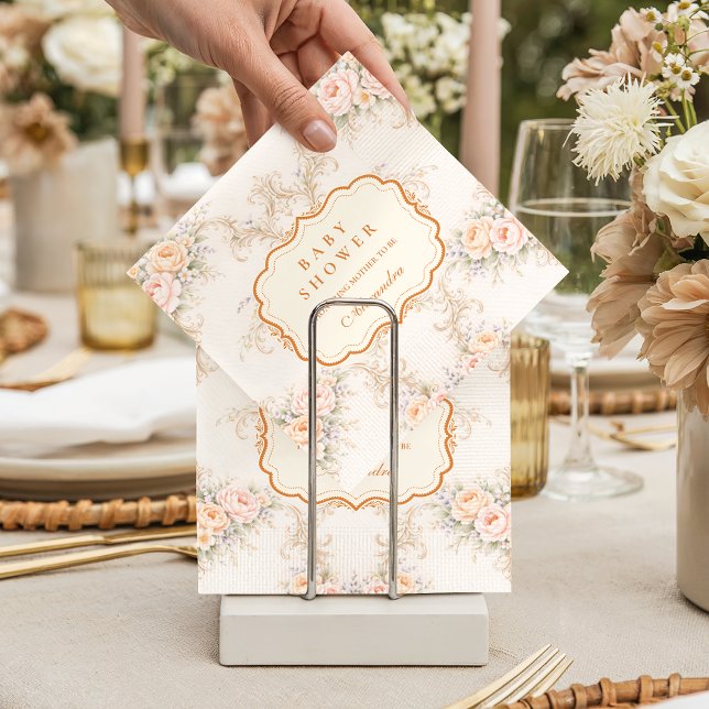 Soft Blush Baroque Roses Baby Shower Napkin (Creator Uploaded)