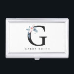 SOFT BLUSH BLUE FLORAL ALPHABETS NAME LETTER G BUSINESS CARD HOLDER<br><div class="desc">If you need any further customisation please feel free to message me on yellowfebstudio@gmail.com.</div>