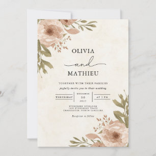 Soft Blush Botanical Flourish Wedding Invitation