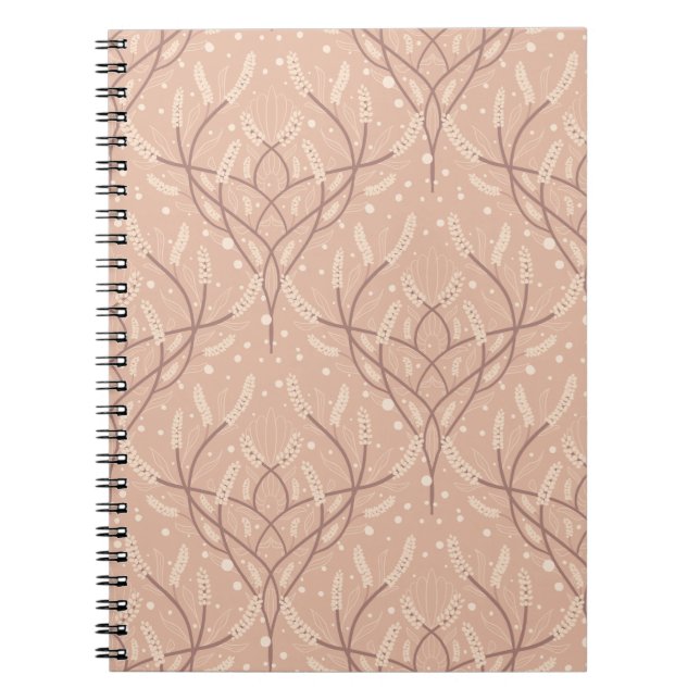 Soft Blush Botanical Vine Pattern Notebook (Front)