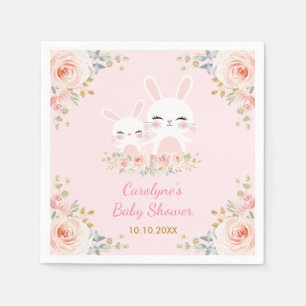 Soft Blush Bunny Rabbit Baby Shower Favors Napkin