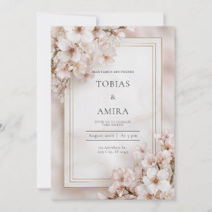 Soft Blush Cherry Blossom Wedding  Invitation