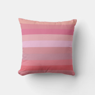 Soft Blush & Coral Horizontal Stripes Cushion