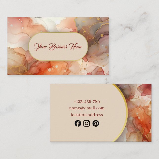Soft blush, elegant marble Sparkle Business Card (Front/Back)