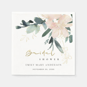 SOFT BLUSH FLORAL BUNCH WATERCOLOR BRIDAL SHOWER NAPKIN