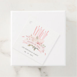 Soft Blush Floral Cake Candles Any Age Birthday Favour Tags