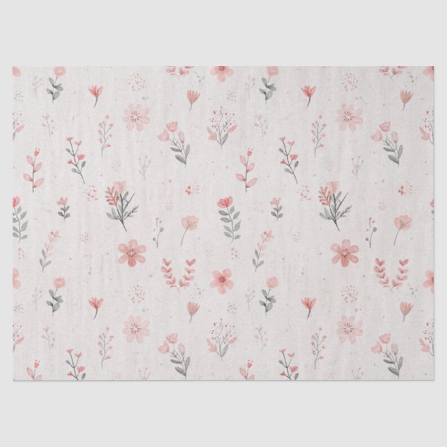 Soft Blush Floral Pattern Tissue Paper (Front)