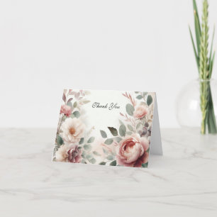 Soft Blush Floral Peony and Rose Serenade Thank You Card