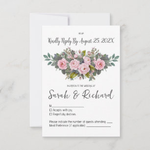 Soft Blush Floral Wedding RSVP Card