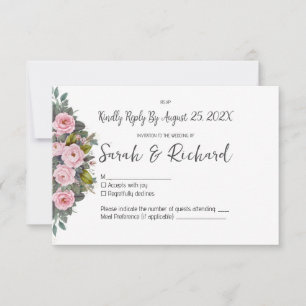Soft Blush Floral Wedding RSVP Card