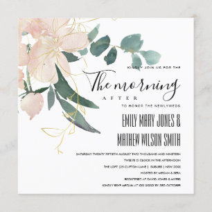 SOFT BLUSH GOLD FLORAL THE MORNING AFTER WEDDING INVITATION