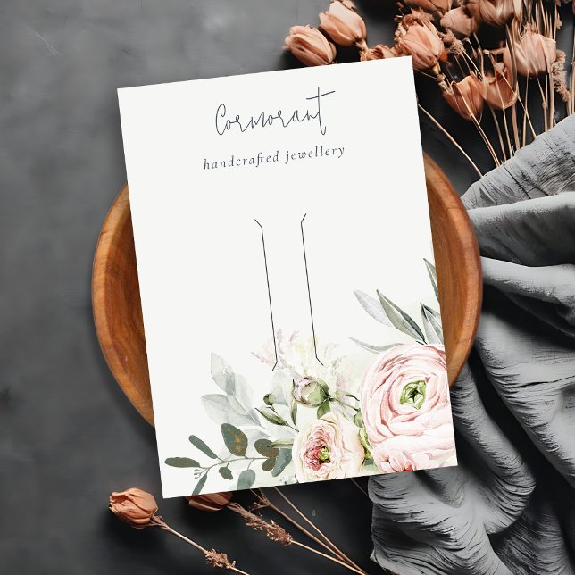 Soft Blush Green Peony Floral Hair Clip Holder Business Card (Creator Uploaded)