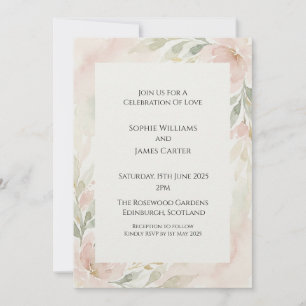 Soft Blush Greenery Wedding Invitation