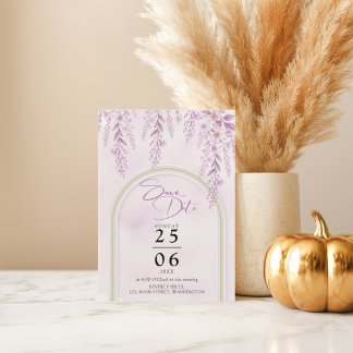 Soft Blush Lavender Floral Photo QR Code Wedding Save The Date