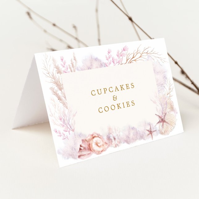 Soft Blush Lavender Ocean Food Labels Place Cards (Creator Uploaded)