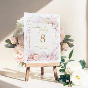 Soft Blush Lavender Ocean Wedding Table Number