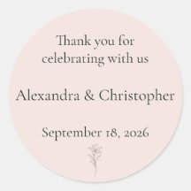 Soft Blush Lily Personalised Wedding Thank You Cl