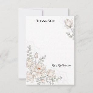 Soft Blush Lotus Botanical Wedding Thank You Card