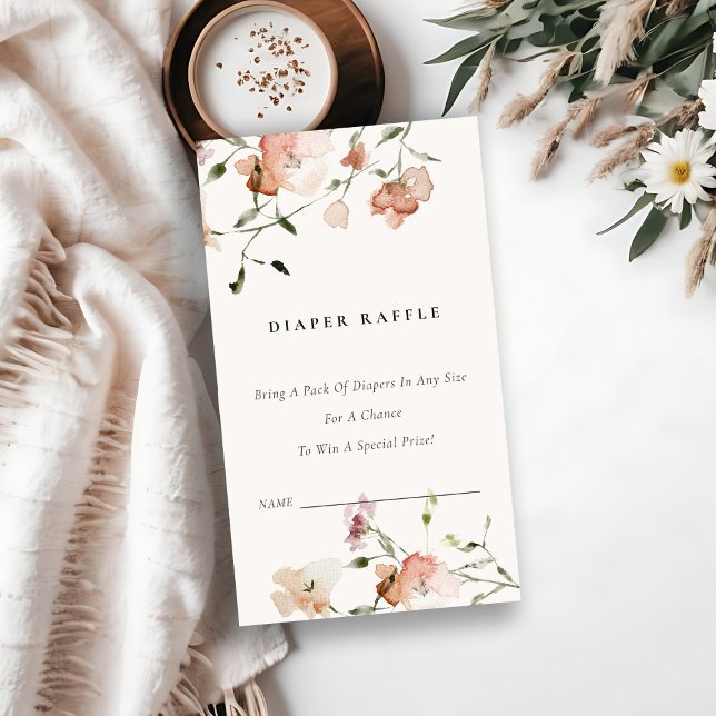 Soft Blush Meadow Floral Diaper Raffle Baby Shower Enclosure Card (Creator Uploaded)