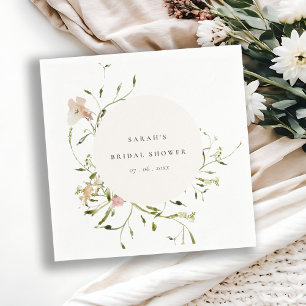 Soft Blush Meadow Floral Wreath Bridal Shower Napkin