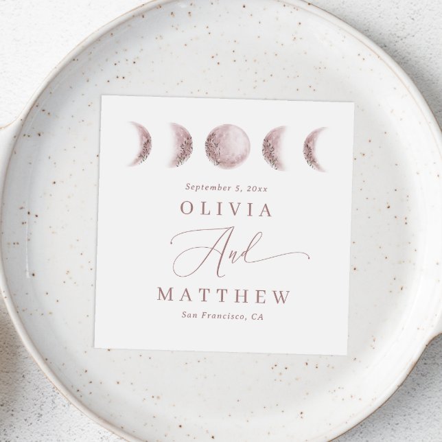 Soft Blush Moon | Delicate Elegant Script Wedding Napkin (Creator Uploaded)
