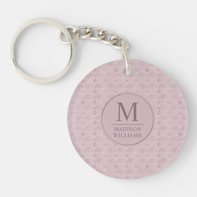 Soft Blush Pastel Pink Gold Dots Glitter Pattern Key Ring (Front)