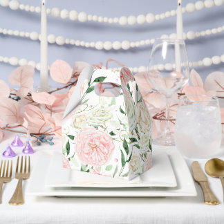 Soft Blush Peony & Rose Watercolor Floral Pattern Favour Box