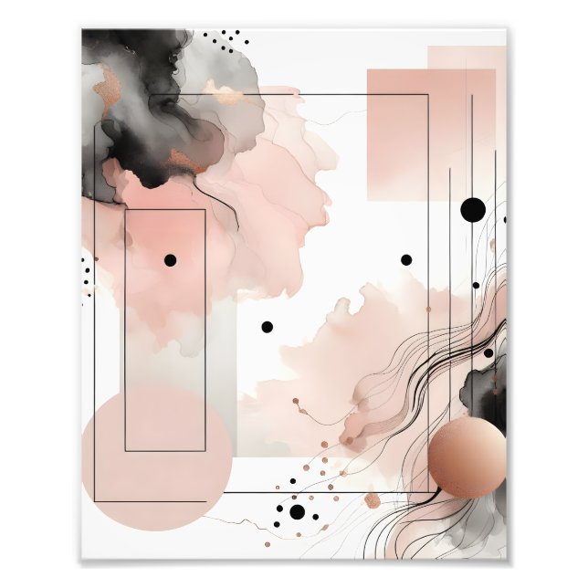 Soft blush pink and black geometric poster (Front)