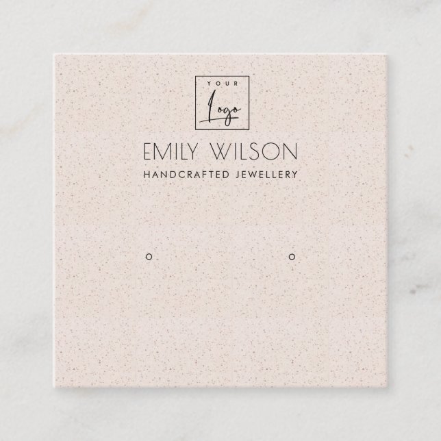 SOFT BLUSH PINK CERAMIC STUD EARRING DISPLAY LOGO SQUARE BUSINESS CARD (Front)
