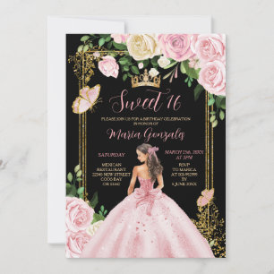 Soft Blush Pink Crown Princess Girl Sweet Sixteen Invitation