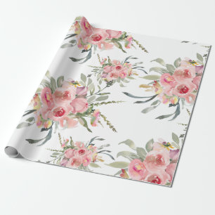 Soft Blush Pink Elegant Feminine Floral Wedding Wrapping Paper