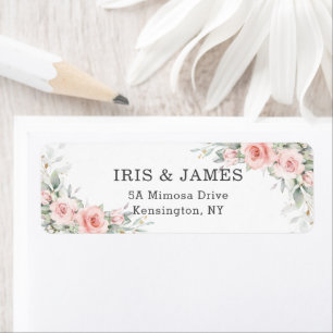 Soft Blush Pink Floral Wedding Return Address  Label