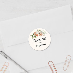Soft Blush Pink Florals Thank You 1.5-in Classic Round Sticker