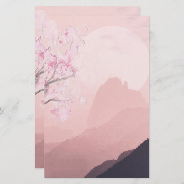 Soft blush pink horizon Stationery (Front/Back)
