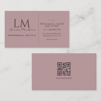 Soft Blush Pink Modern Minimalist Professional QR Business Card