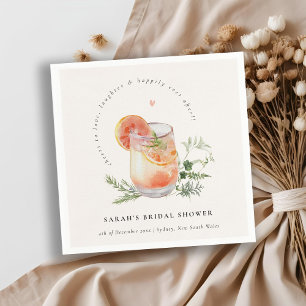 Soft Blush Pink Orange Cocktail Bridal Shower Napkin