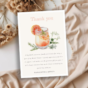 Soft Blush Pink Orange Cocktail Bridal Shower  Thank You Card