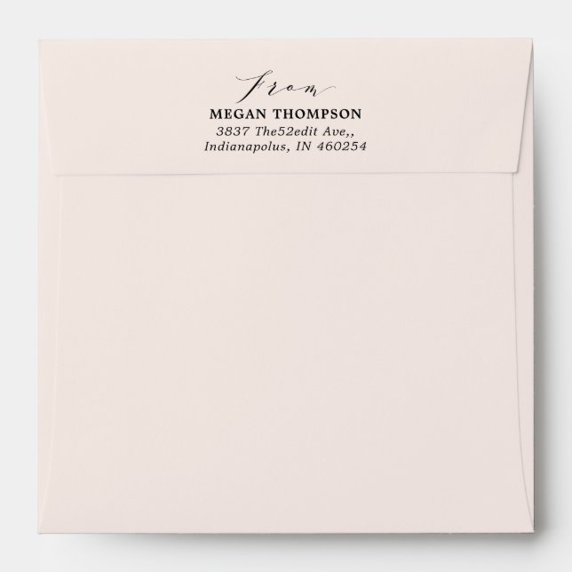 Soft Blush Pink Pre-Addressed Square   Envelope (Back (Top Flap))