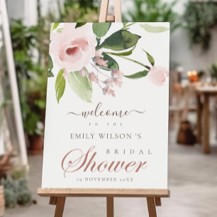 SOFT BLUSH PINK ROSE FLORAL BRIDAL SHOWER WELCOME POSTER