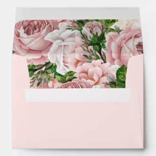 Soft Blush Pink Vintage Floral Wedding 5x7 Envelope