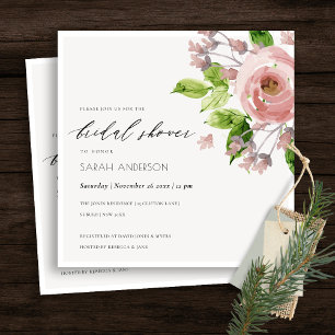 SOFT BLUSH PINK WATERCOLOUR FLORAL BRIDAL SHOWER INVITATION